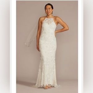 All over beaded sequence wedding dress (Size 4)